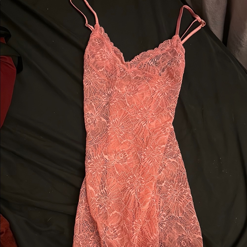 Pink Lace Slip Dress